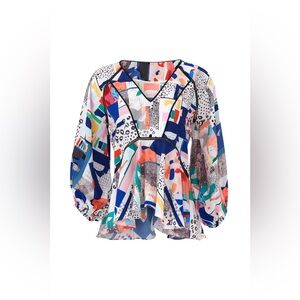 Hunter Bell Grayson Geometric Silk Top – XS (US 0–2)